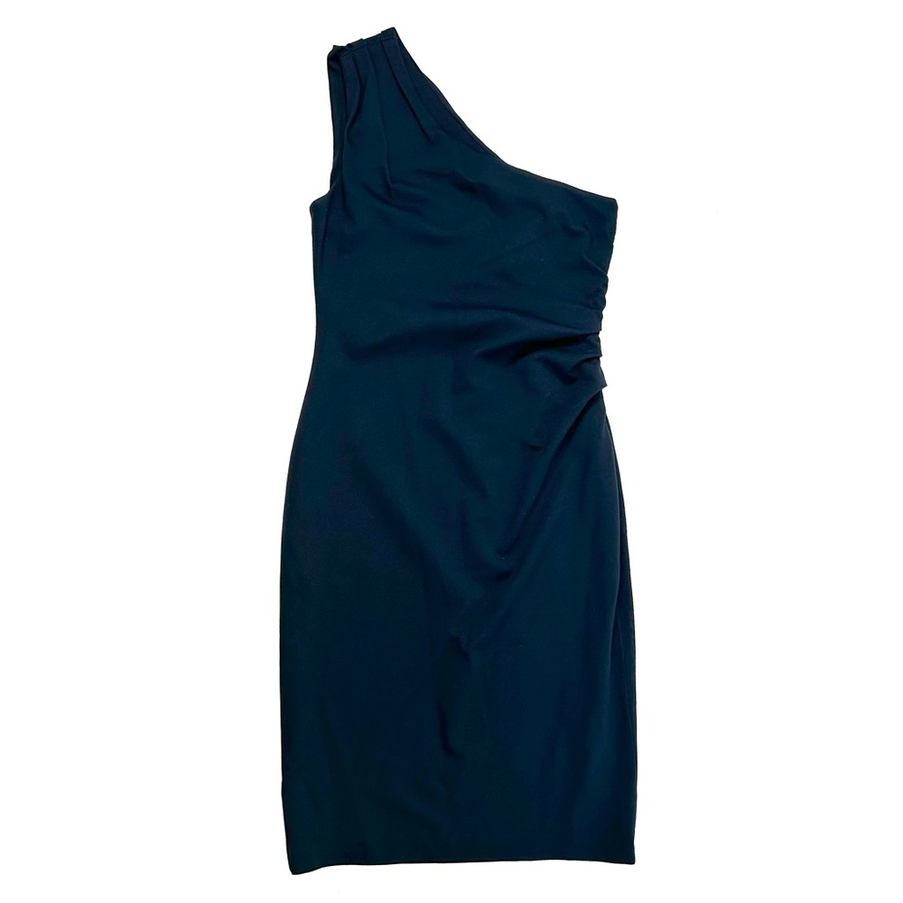 Banana Republic Women’s One Shoulder Shirred Side Zip Navy Cocktail Dress Size 4